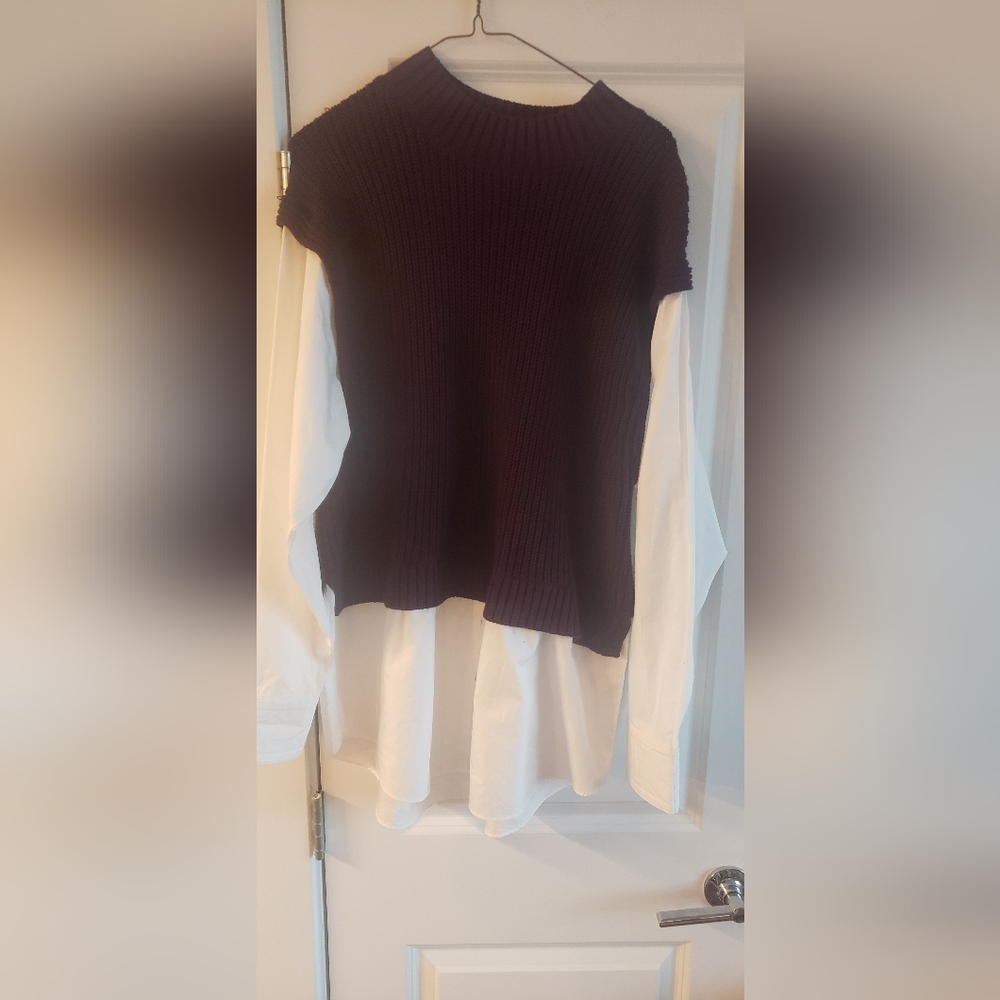 Calvin Klein Purple Sweater Vest w/White Shirt. XL NWT